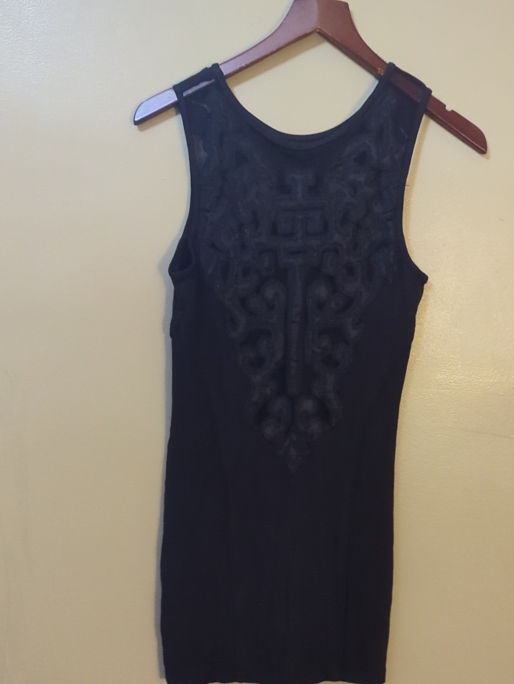 Free People Black Sleeveless Embroidered Bodycon Dress
